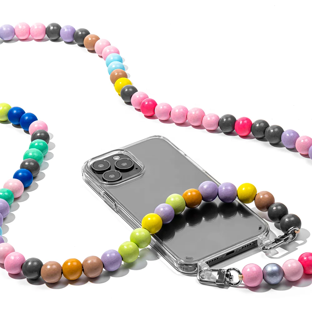 

Hot Sale Phone Lanyard Wholesale Fashion Universal Crossbody Wood Beads Strap For Phone Case
