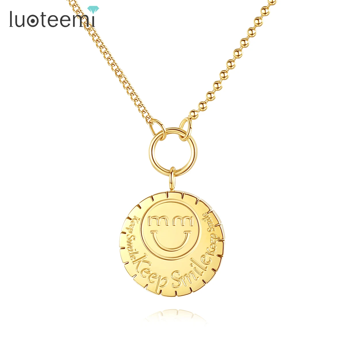 SP-LAM Design Pendant Sun Bar Shine Gold Chain Stainless Steel Woman Link Trendy Cute Sun Necklace