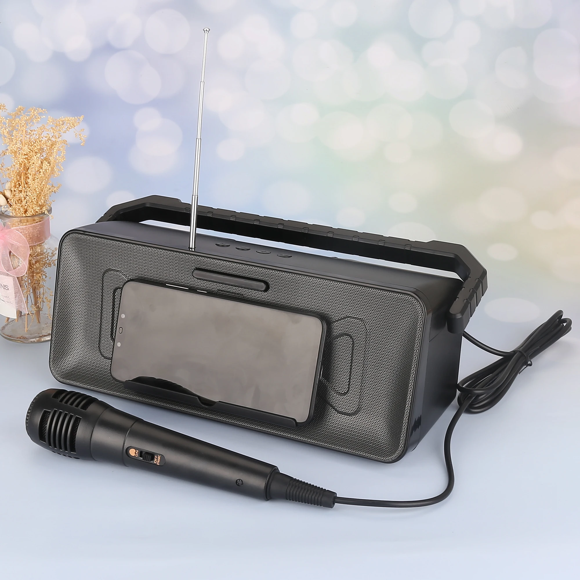BK003 super bass woofer mini subwoofer portable boombox karaoke wireless loudspeaker outdoor tws bluetooth speaker with stand - ANKUX.COM