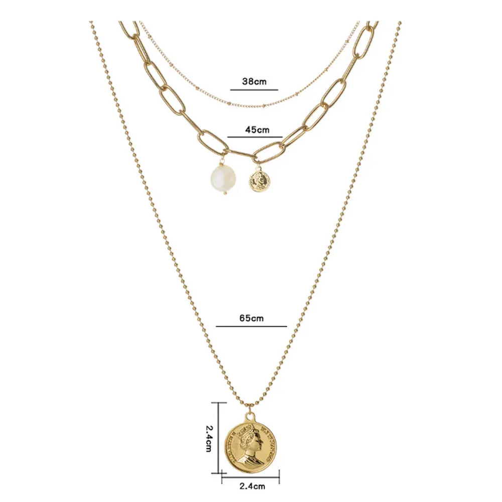 

fashion cheap multi layered queen elizabeth alloy with gold plated necklace