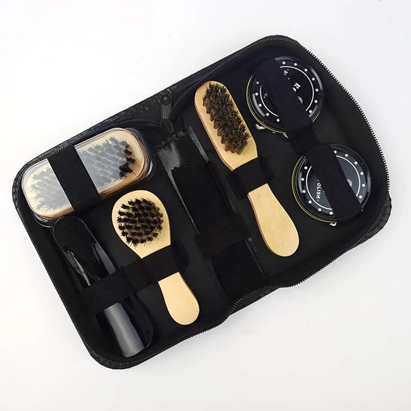 

Professional Shoe Polish Set With Black PU Leather Zipper Pouch