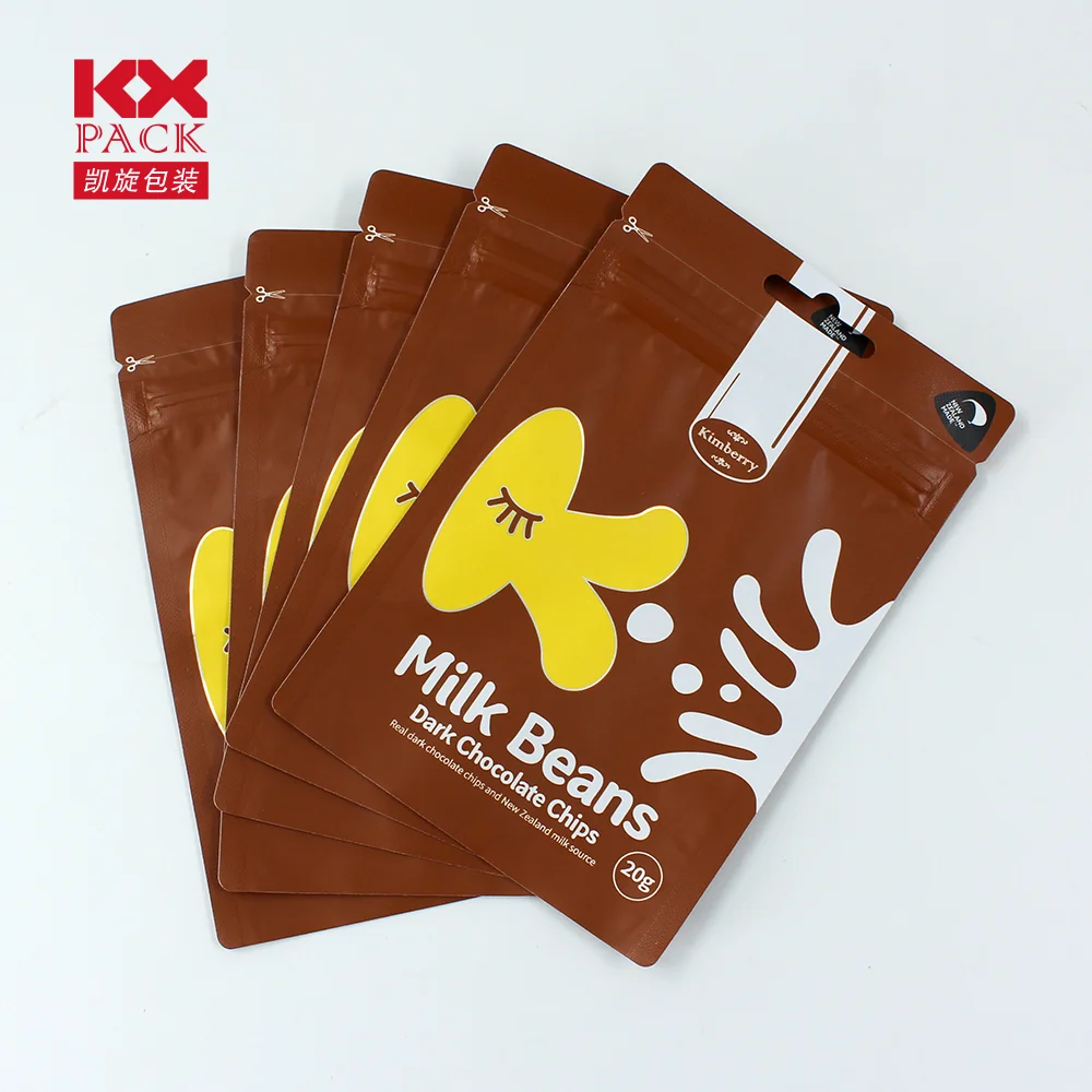 Laminated Plastic Packaging Pouch With Zipper For Chocolate Bean Packing