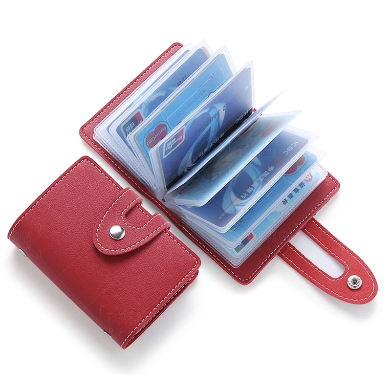 

2019 Amazon 20 Pockets Pu Leather Cover Plastic Travel ID Card Holder Mini Wallet, Several colors or by customer