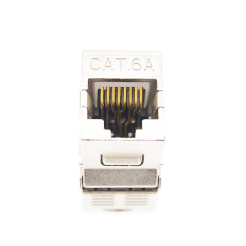 

Network CAT6A Cable RJ45 STP Keystone Jack Zinc Alloy Ethernet Module Jack Passed Patch Cord Cable Adapter, Black