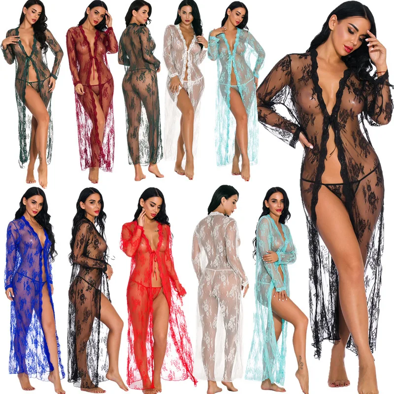 

2021 New arrival S-XL Gauze dress Valentines day women lingerie Long robe sexy lingeries, As pictures show