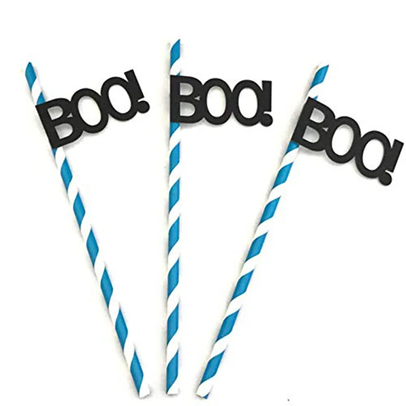 

Halloween decoration spider bat skeleton OEM disposable paper wrapped straws