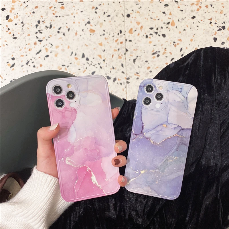 

Aesthetics Marble Printed Effects PC TPU Mobile Phone Cases Back Cover for iphone 6 7 8/8 plus x xs max 11 12 pro max, Colorful