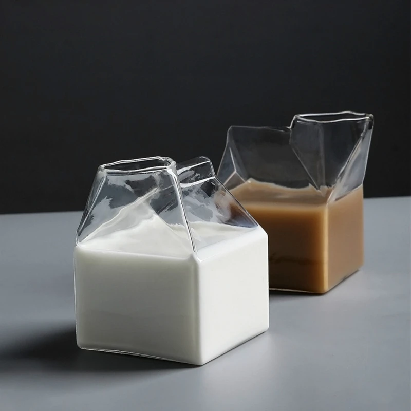 

300ml Square creative milk glasses drinking juice cup beverage cup, Clear