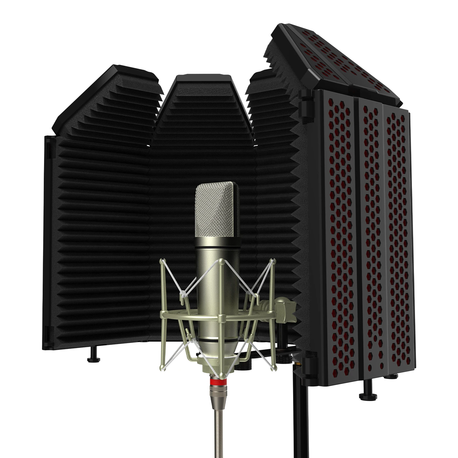 

Noise Reduction Foam Studio Recording 5-Panel Mic Microphone Foam Sound Isolation Windshield, Black