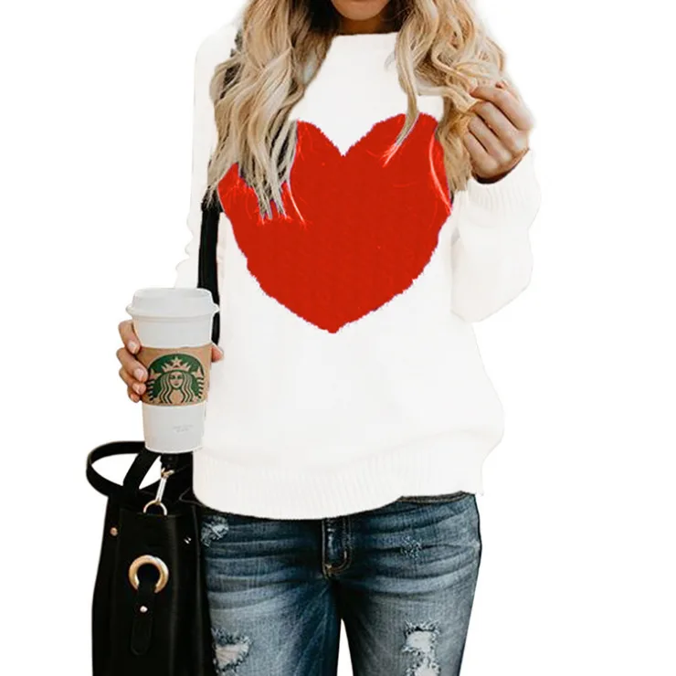 

New Style Lady Fall Winter Love Pullover Long Sleeve Knit Korean Sweater Women