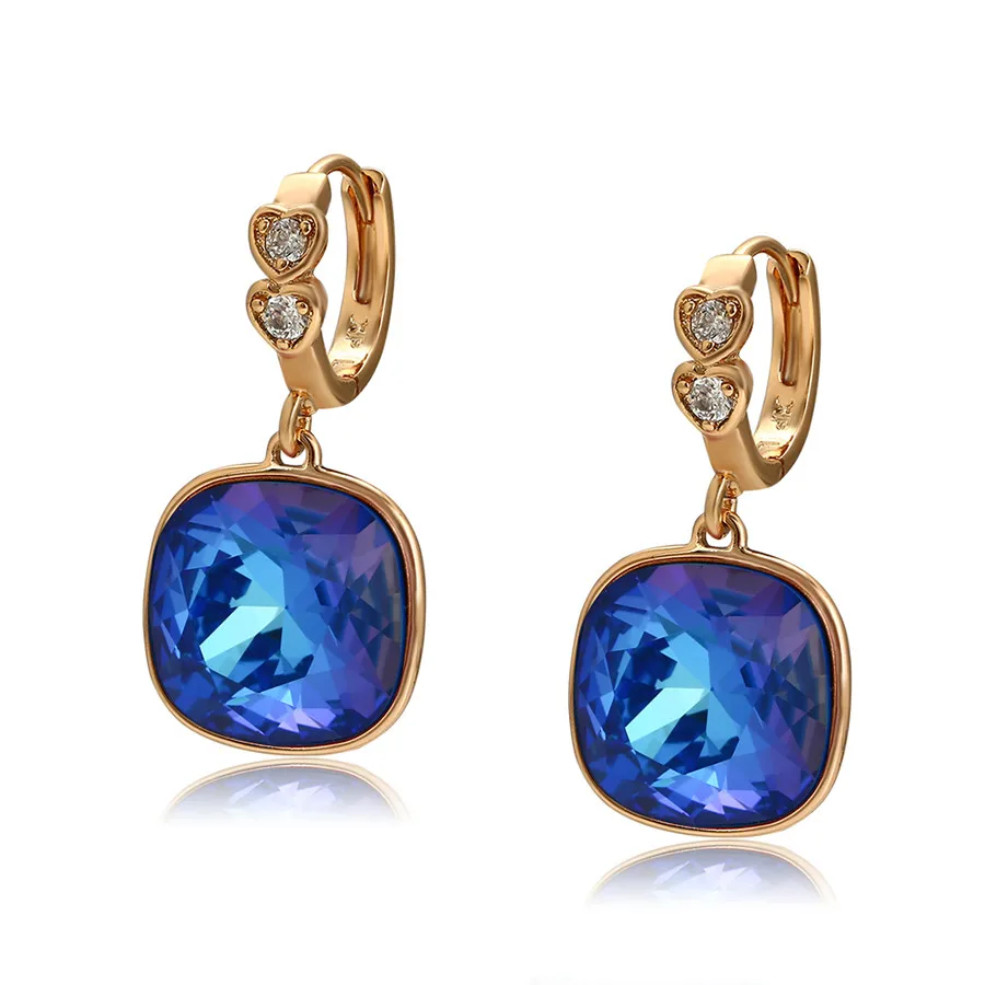

810664835 xuping jewelry Factory customized style fashion luxury fantasy blue crystal 18K gold-plated earrings
