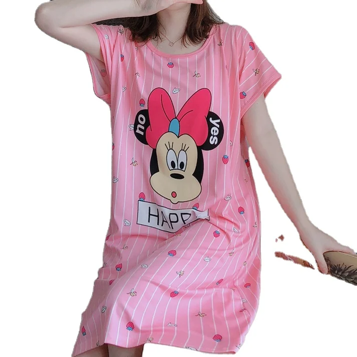 

Fashion cute cartoon printed milk silk plus size onesie pajamas women's sleepwear