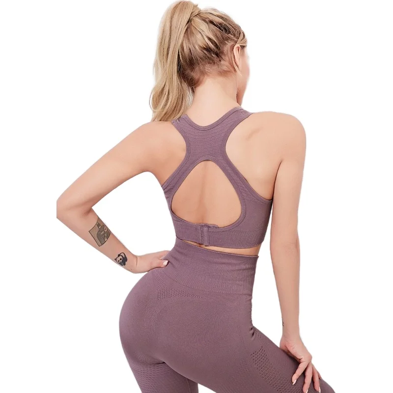 

BBFX8173 SEXT ins cross border backless ombre fitness clothing gym yoga set seamless bra set workout leggings women wholesale