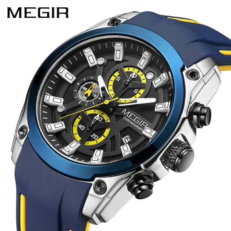 

Megir 2144 Large Dial Mens Watches Chrono Night Light Waterproof Japan Movt Quartz Watch
