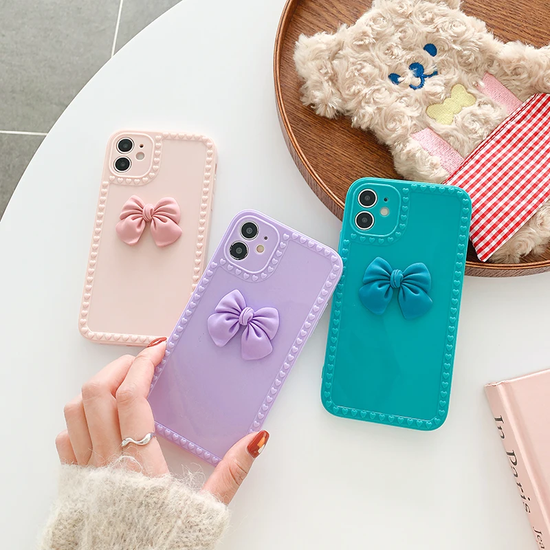 

Nice 3D Bowknot Cell Phone Case Cover for iPhone 12 Pro Max 11 XS XR 7