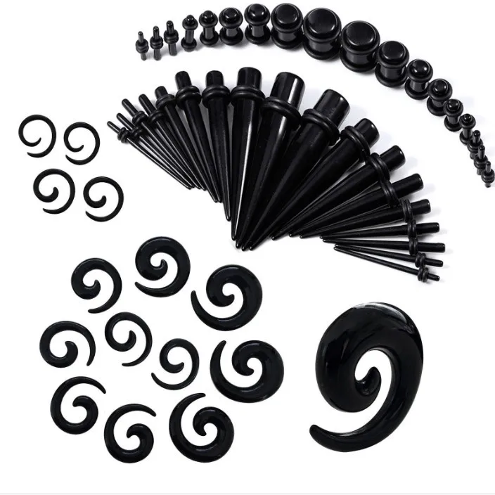 

Black and White Straight Cone Curving Resin Acrylic Hoop piercing jewelry Studs Ear Expander