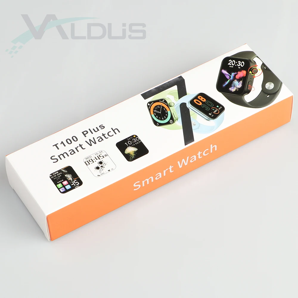 

2021 New flat edged design smartwatch reloj pulsera inteligente smart watch series 7 T100 Plus