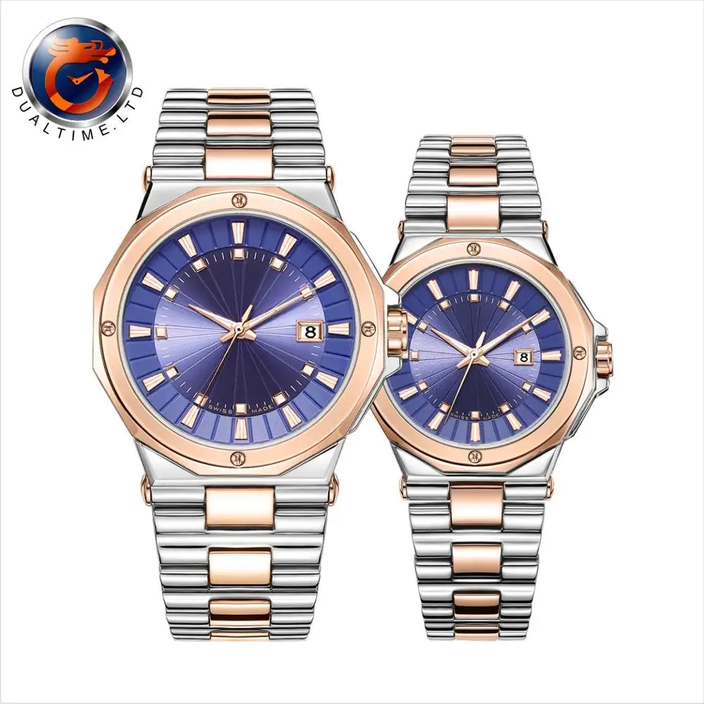 

Best Valentines Gift Luxury Blue Dial Steel Band Steel Case Japan Quartz Lover Watch Pair Watch, Customized colors