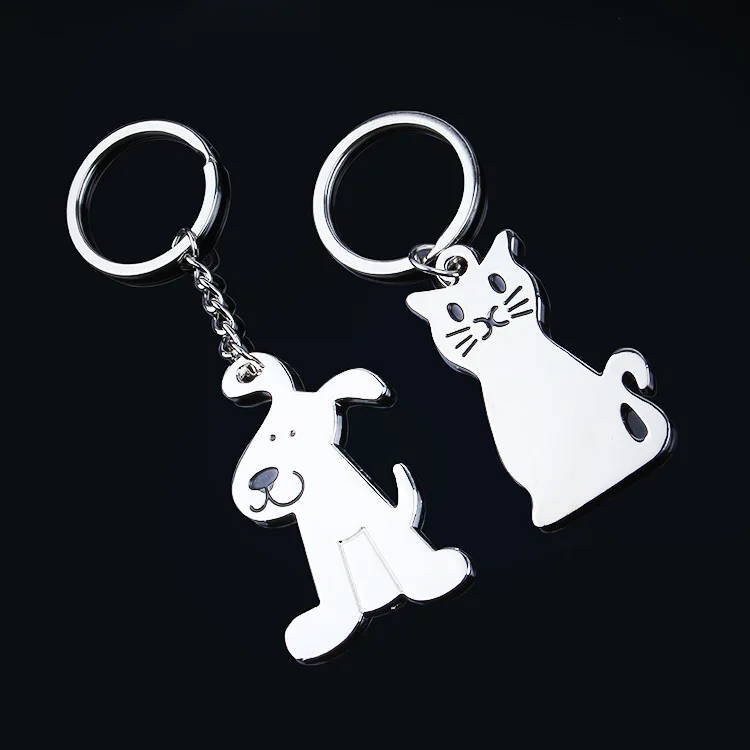 

Wholesale metal key chain glossy dog keychain glossy cat keychain personalized pet dog small keychain