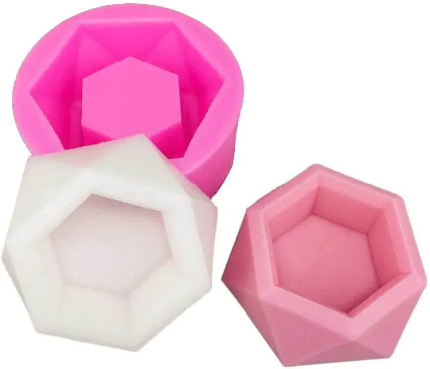 

1 PC Hexagon Flower Pot DIY Candle Holder Durable Cement Silicon Mold
