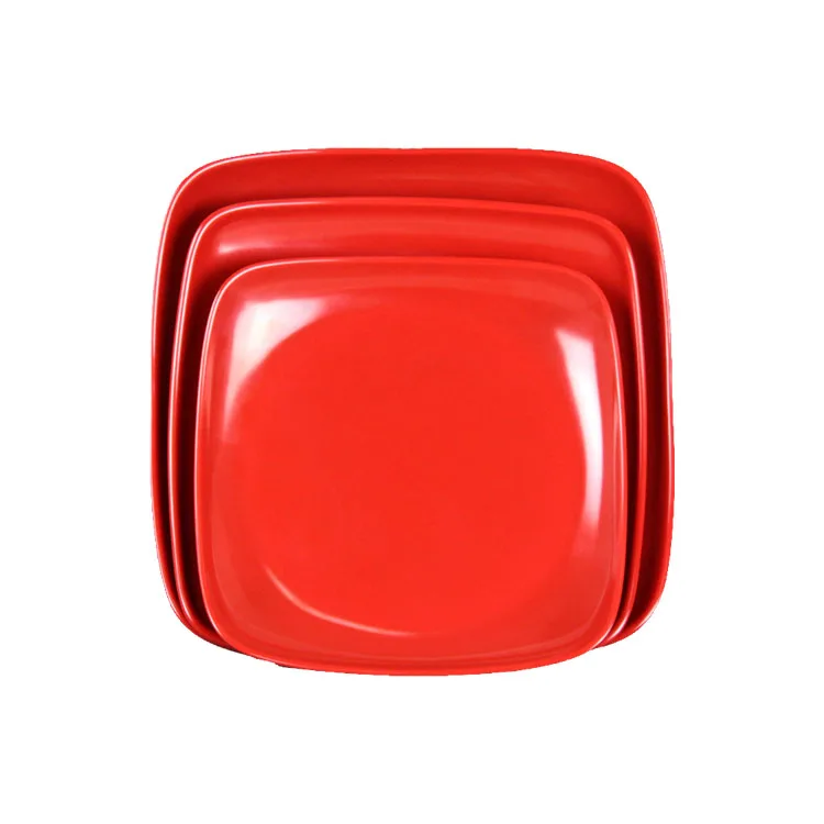 High Quality Two Tone Restaurant Dishes Melamine Square Dinner Plates