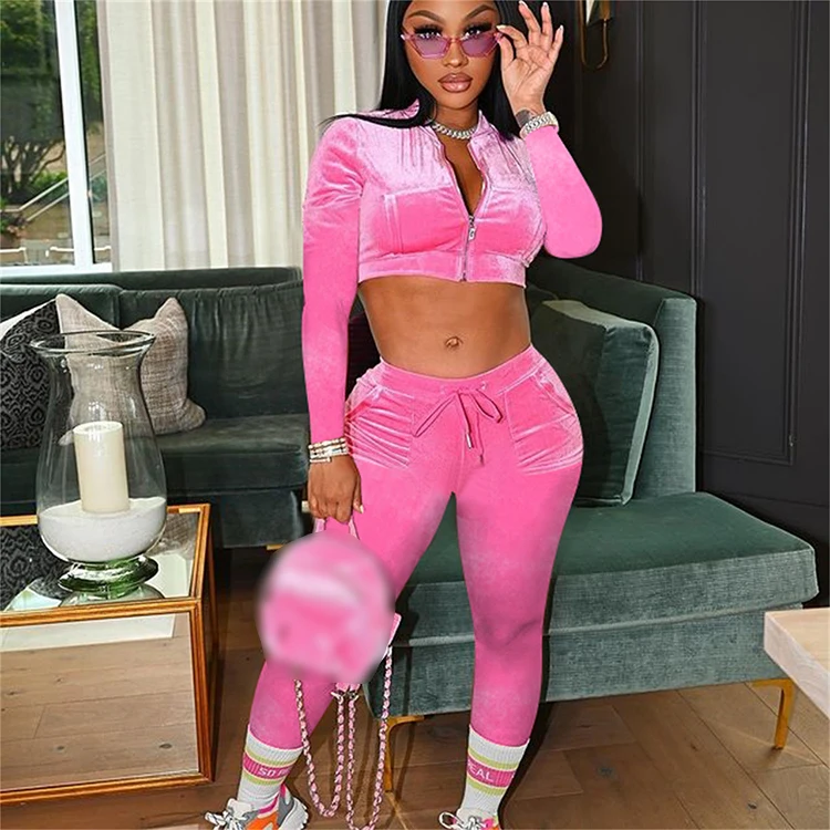 

Winter 2021 Clothes Long Sleeve Zipper Sweatsuit Cute Sets Tracksuit For Women Velvet Jogging Fall Two Piece Sweatpants Set, Pink,yellow,black