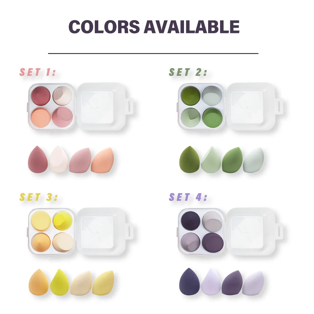 

Beaumaker 4pcs Makeup Sponge Set Blending Beauty Latex Free Custom Makeup spong cosmetic makeup puff, 4 colors for option