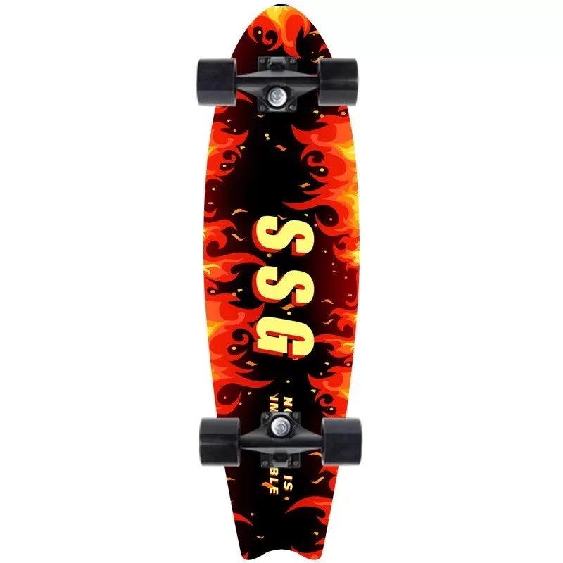 

Maple small fish board adult brush street road beginners four-wheeled land surfing skateboard single rocker skateboard