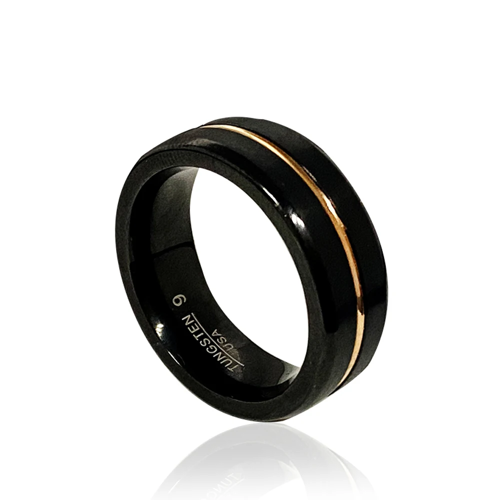 

Zimas new arrival High quality Black and Gold-Color Tungsten Ring for Men Jewelry 8mm Black Tungsten Carbide Ring, Balck,blue,gold,silver