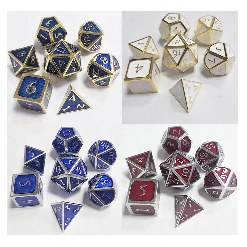 Custom Polyhedral Metal Dnd Dice Set For Dungeons And Dragons Table 