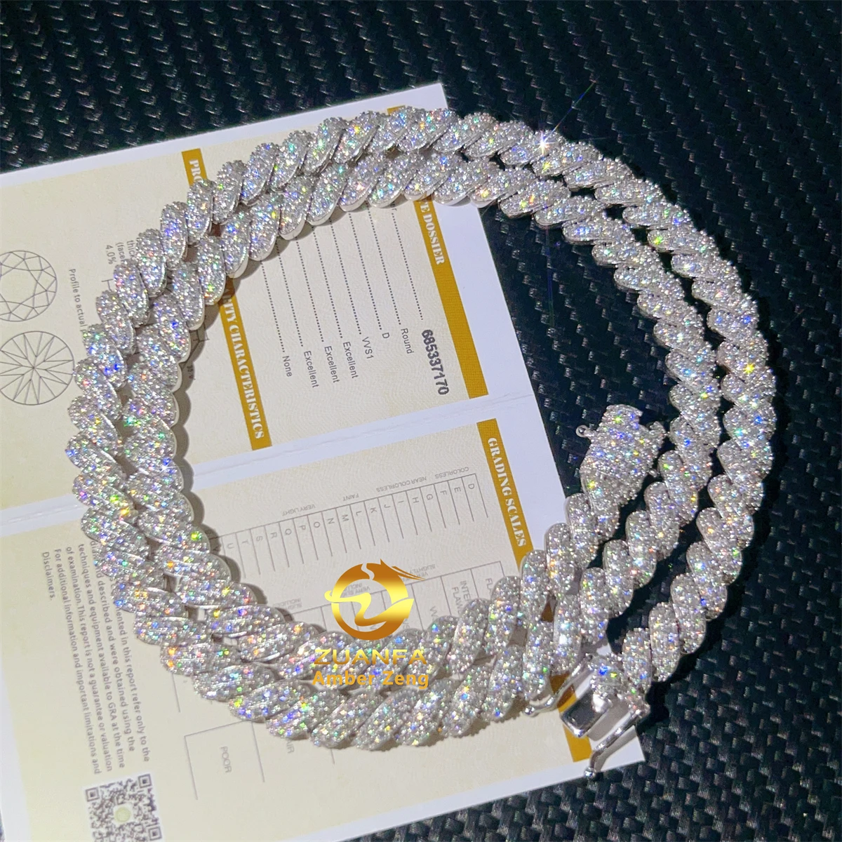 

Stock ready to ship GRA certificated vvs moissanite diamond 8mm 18inch hip hop iced out rope chain