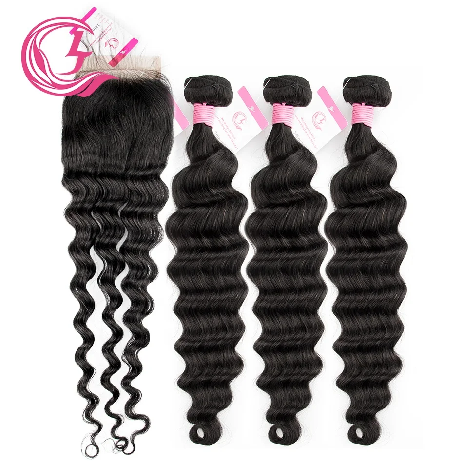 

Cheap Real Vigin Human Peruvian Double Drawn Hair Packaging For 3 Piece Grade 11A Loose Deep Wave Bundles With Closure