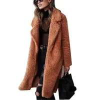 

Women's Fuzzy Fleece Lapel Open Front Long Cardigan Coat Faux Fur Warm Winter Outwear Jackets