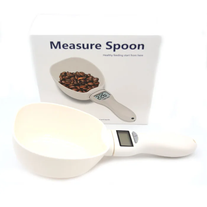 

Pet Food Measuring Scoop Measure Spoon Precise Dog Food Measuring Cup with LCD Display Digital Scale Spoon, White