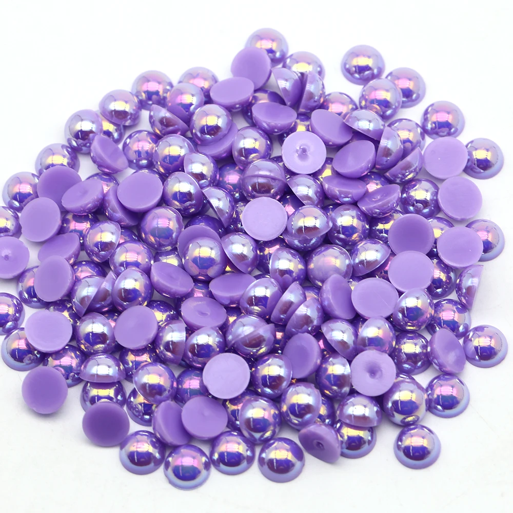 

1.5mm 2mm 2.5mm 10000Pcs Tanzanite Ab Color Loose Round Abs Half Flatback Nail Art Pearl For Nail Decoration