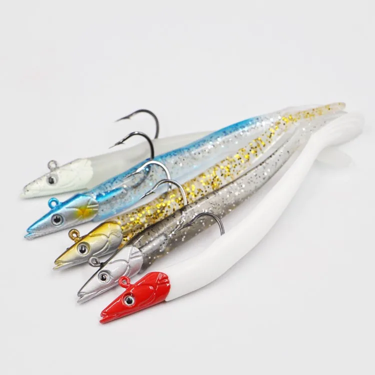 

Lead head jig fishing soft bait silicone soft plastic fishing lure for big fish, 5 colors available