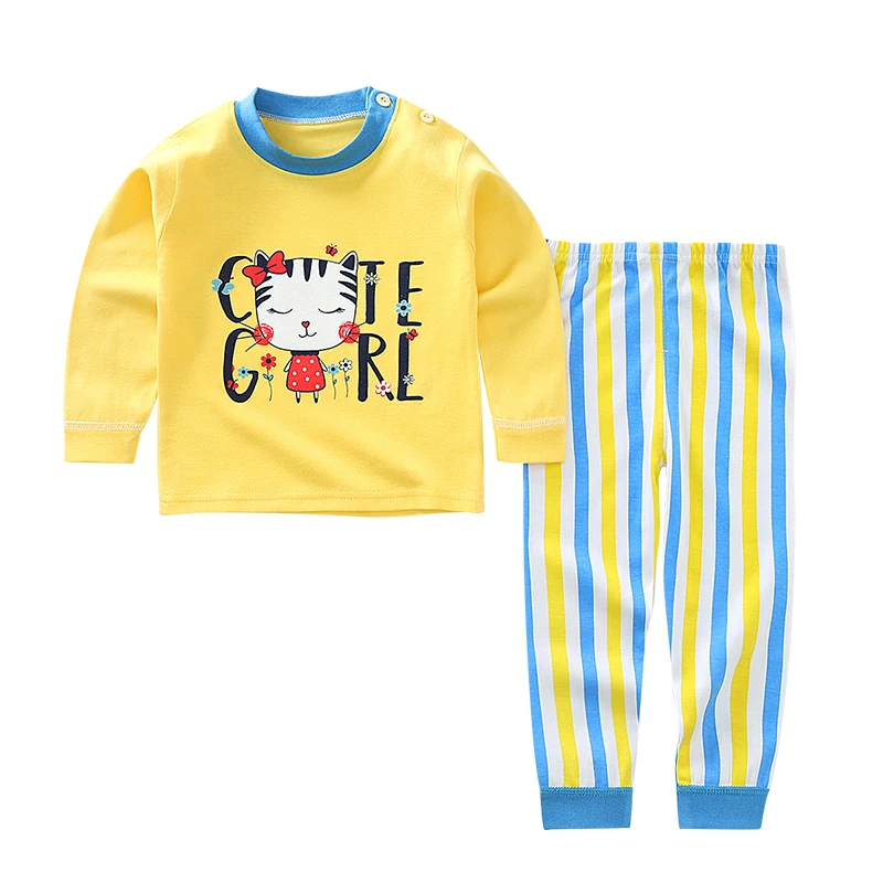 

Wholesale custom children's 100% cotton pajamas baby cartoon pajamas two-piece suit, Pictures showed