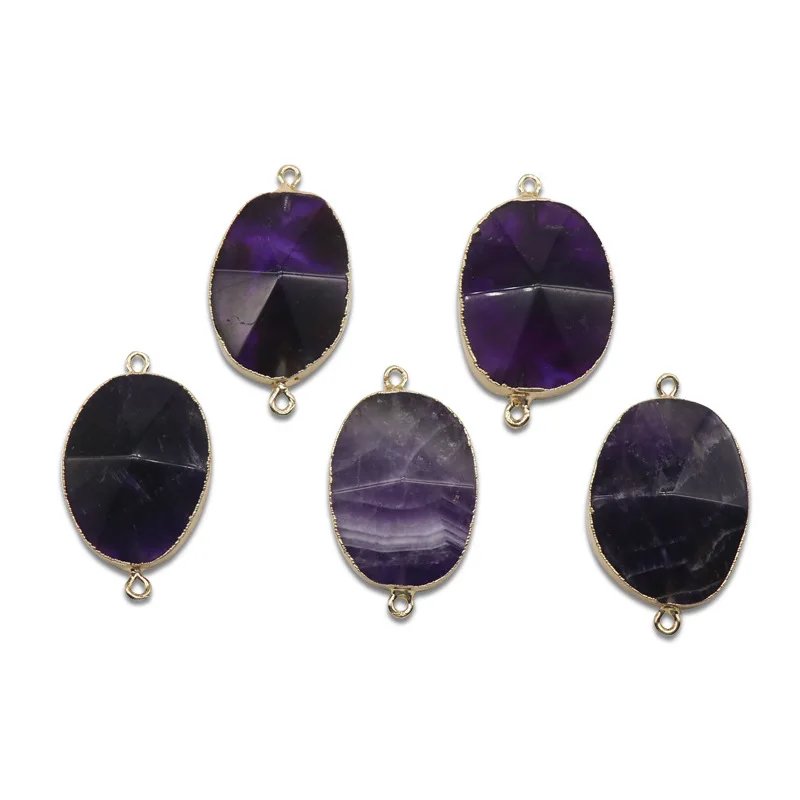 

High quality natural oval shape amethyst crystal stone regular original gem pendant