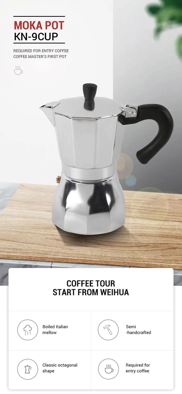 Café Moka De Kn-9 Taza Maceta Moka - Buy Aluminio/aluminio Cafetera  Espresso Cafetera Product on Alibaba.com
