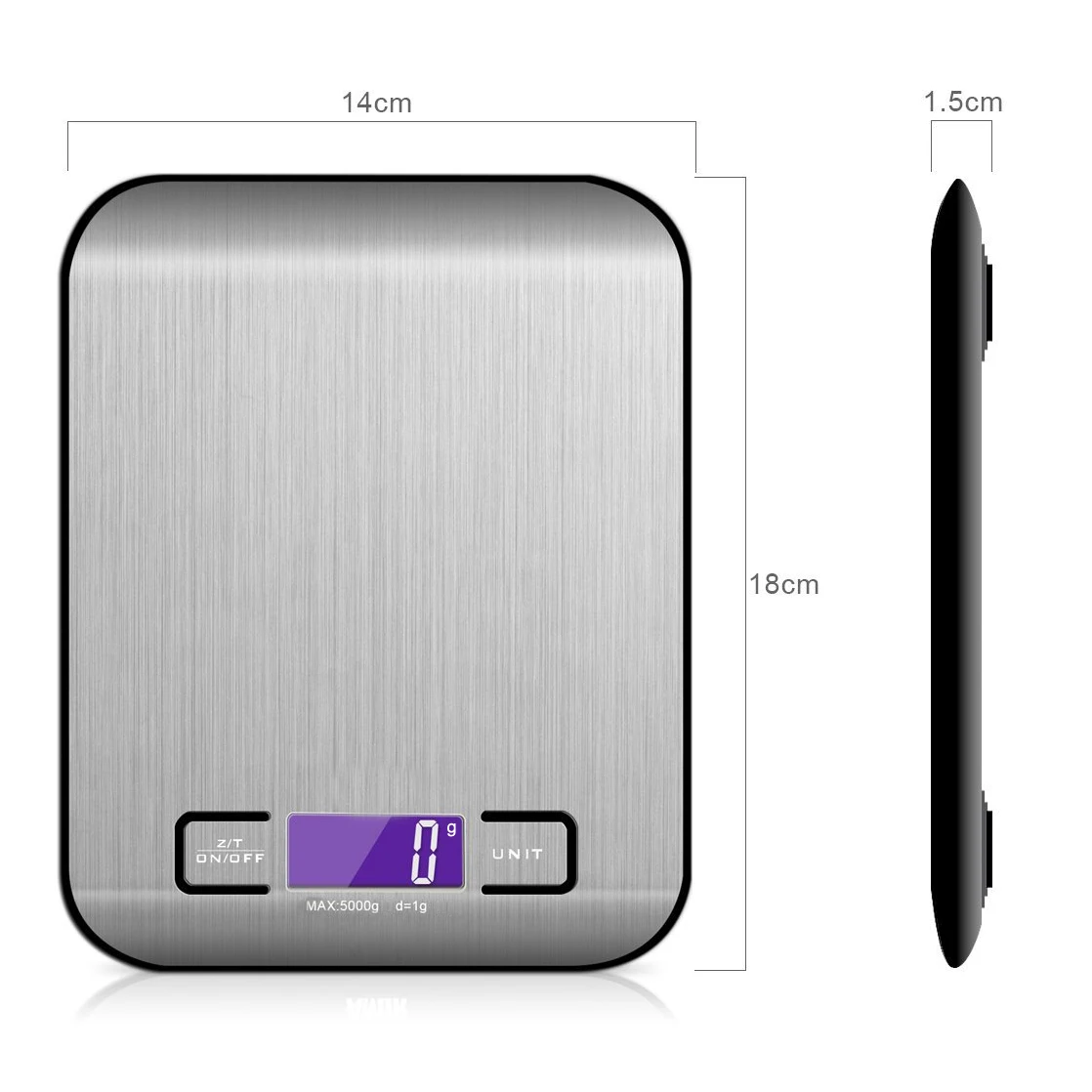 Changxie Factory Multifunction 5kg/1g 10kg/1g Stainless Steel Battery Electronic Digital Weighing Kitchen Scale Blue Backlit LCD