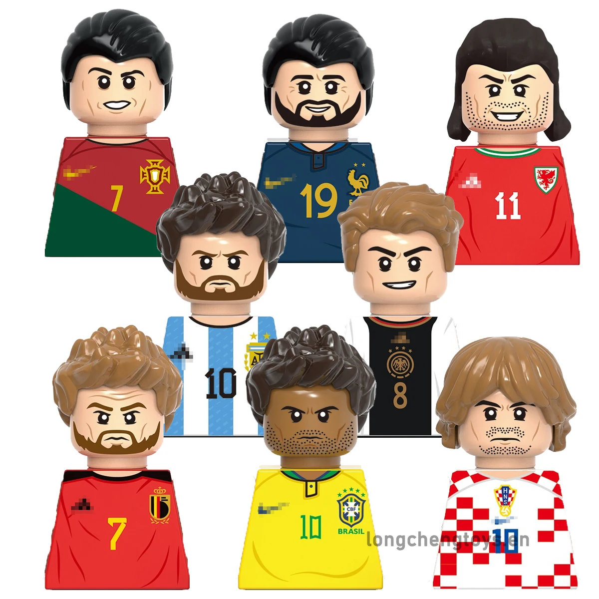 

Famous Soccer Player Football Messi Mbappe Neymar Ronaldo Ronaldo Maradona Benzema Building Blocks Figures Children Toys G0103