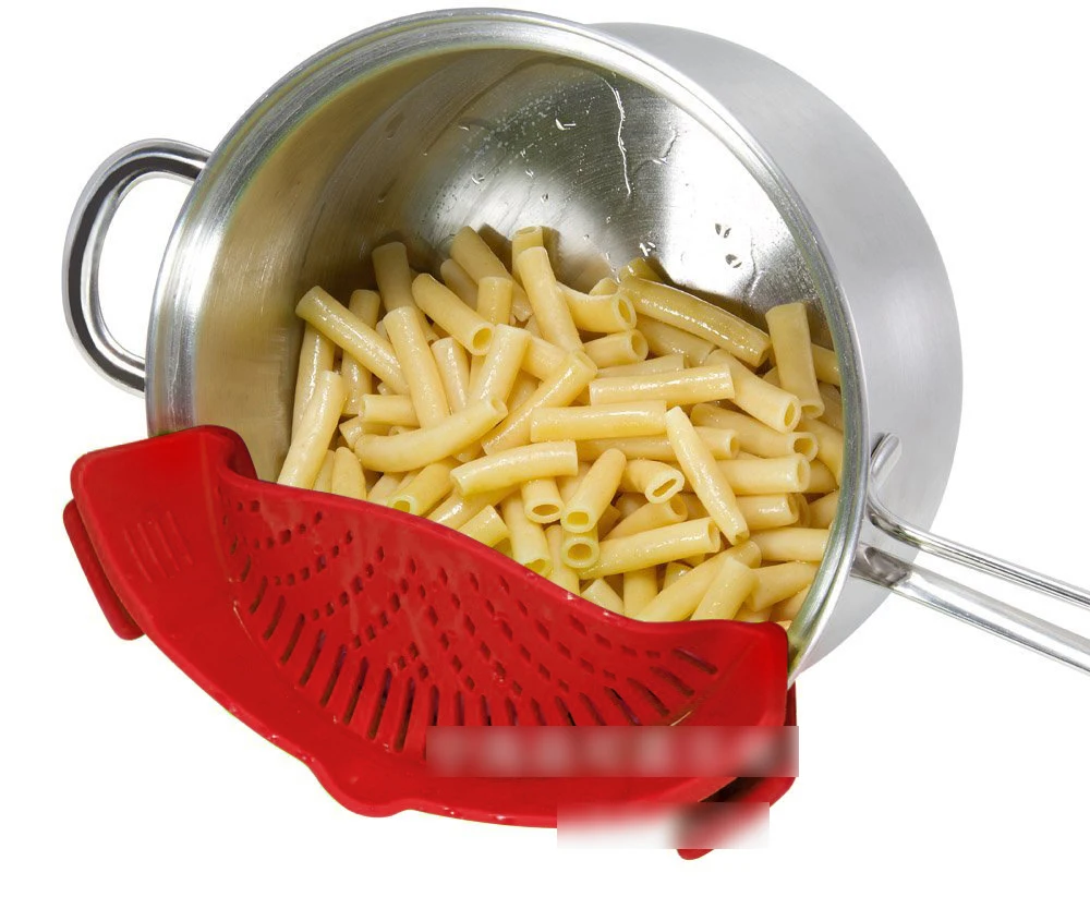 

LT049 Hot Selling Pot Strain Colander Clips Cooking Basket Food Clip On Silicone Strainer Kitchen Strainers Pasta Drainer