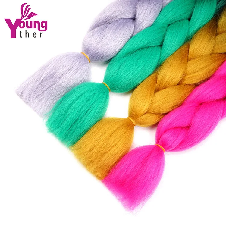 

Wholesale Synthetic Hair Extension High Quality Ombre Braiding Hair Rawbow Material Jumbo Braid Synthetic Braiding Hair, Pic showed