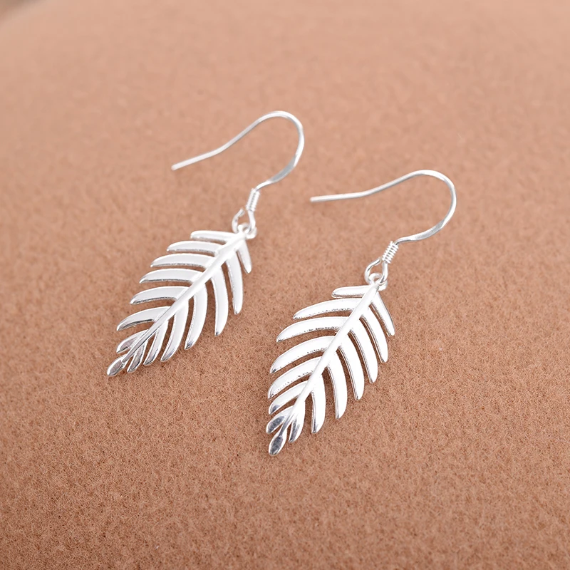 Wholesale Silver leaves  Earrings For Women Fashion Jewelry Pendientes Tassel Earrings Drop Earrings