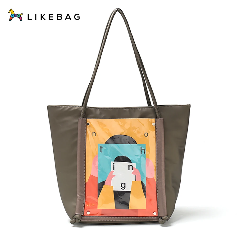 

LIKEBAG Original PU Leather Cartoon Print Big Tote Bag for Lady