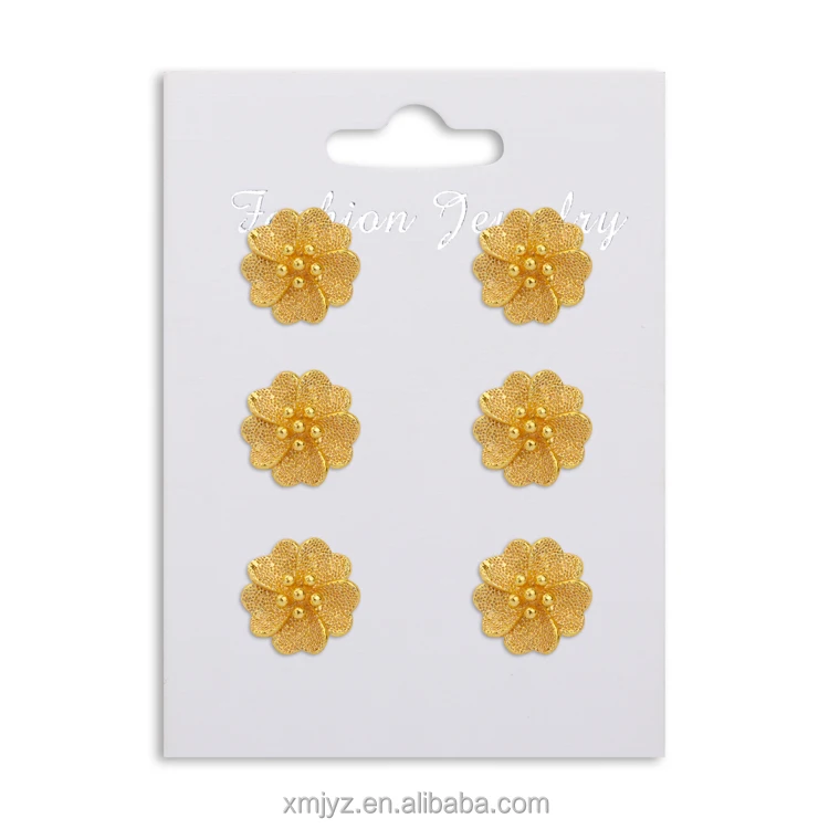 

Korean Retro Temperament 18K Gold-Plated Brass Earrings One Week Golden Flower Earrings Female Wholesale