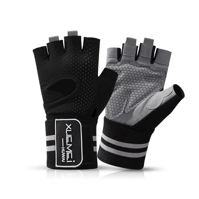 

Cheap half finger cycling women sport body building men fitness unisex weightlifting gym gloves, Pink, black, and grey