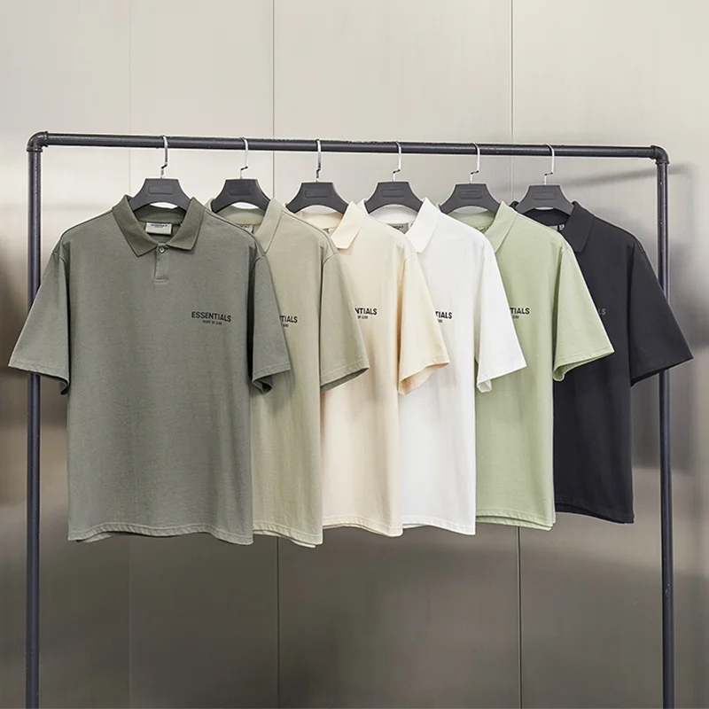 

2021ss Essentials New Polo Shirt Men Solid Casual 100%Cotton Polo Loose Oversized Short Sleeve Men's Polo Hip Hop Men's Clothing