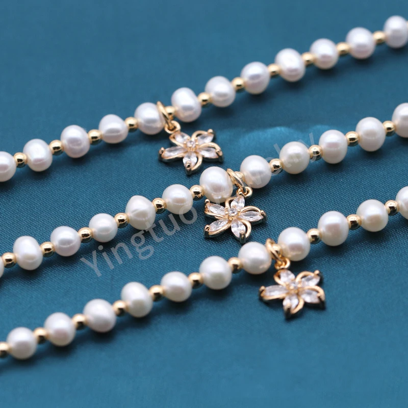 

100% Manufacture Pearl Bracelet  Freshwater Pearl Bracelet Adjustable 14k Silver Material for Girls
