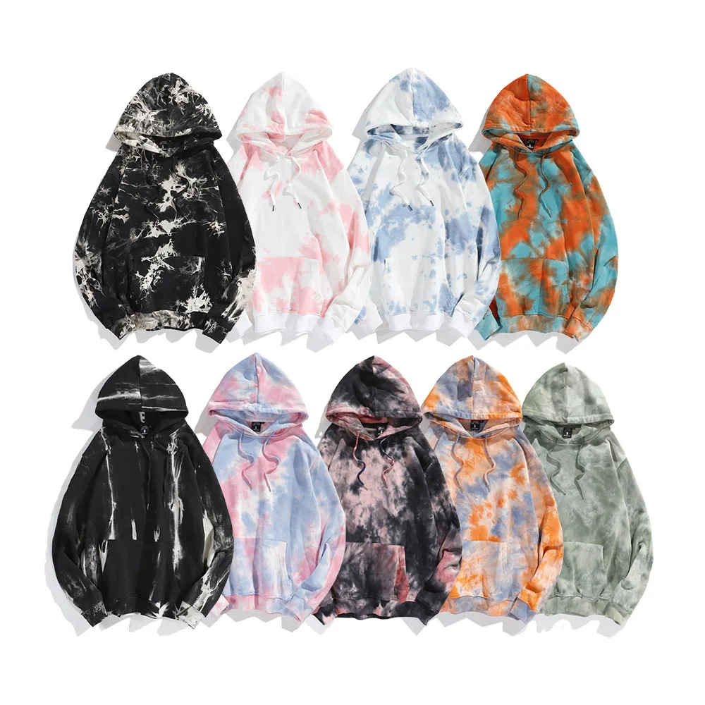 

Custom Logo High Quality 300gsm Sweatwear Tie Dye Hoodies Mens 100% Cotton Terry Pullover Hoodie, Color